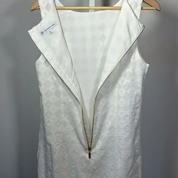 SOUTHERN TIDE Women's Paislee White Diamond Jacquard Shift Dress White Size 10 - Picture 9 of 11